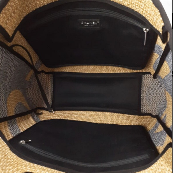 Chanel Black and Brown Large Deauville Logo Shopping Tote 19S Spring/Summer - Picture 6 of 12